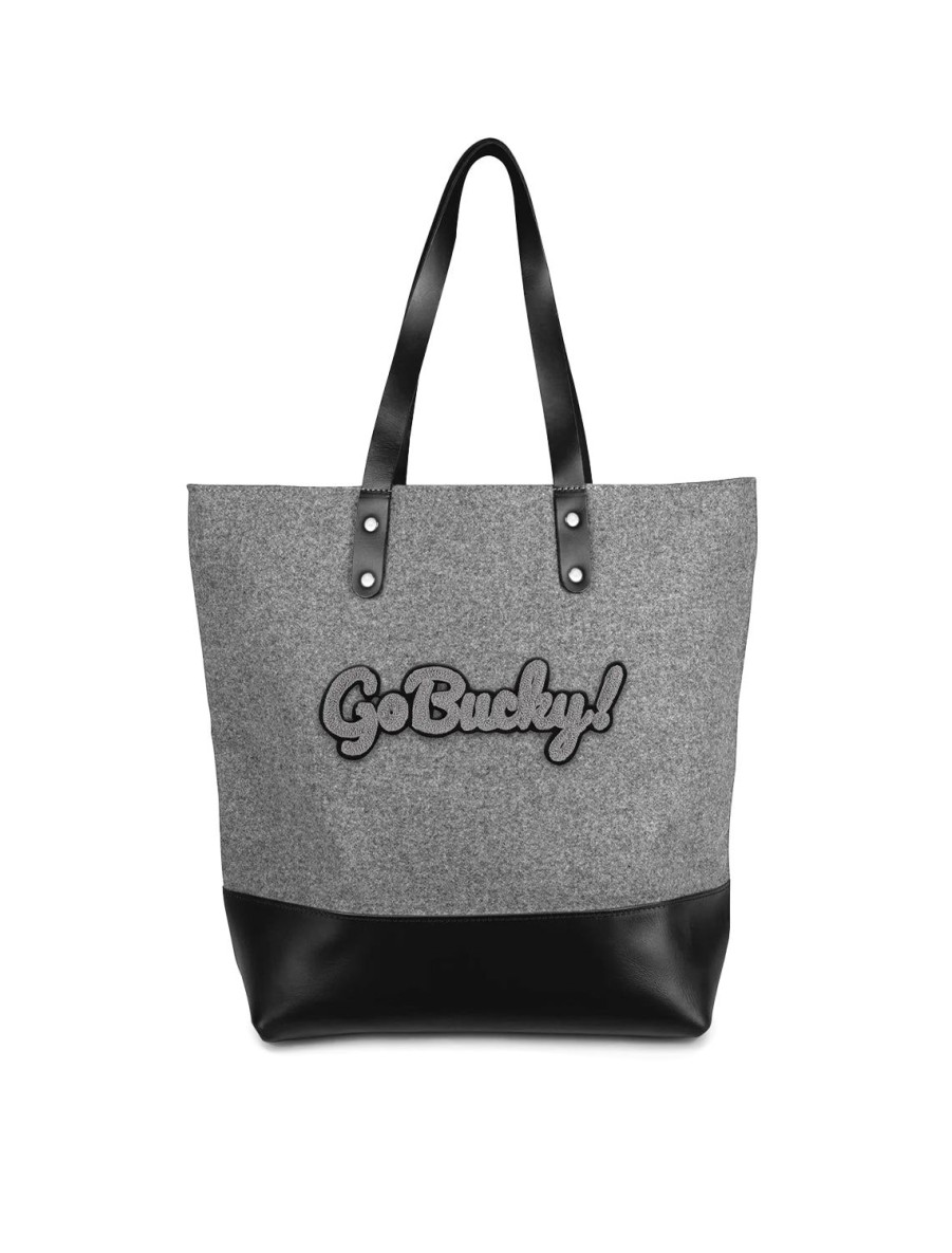 Wholesale Wisconsin Grey Script "Go Bucky" Tote Bag Totes + Satchels