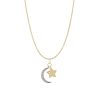 New Gold And Diamond Moon And Star Charm Necklace Delicate