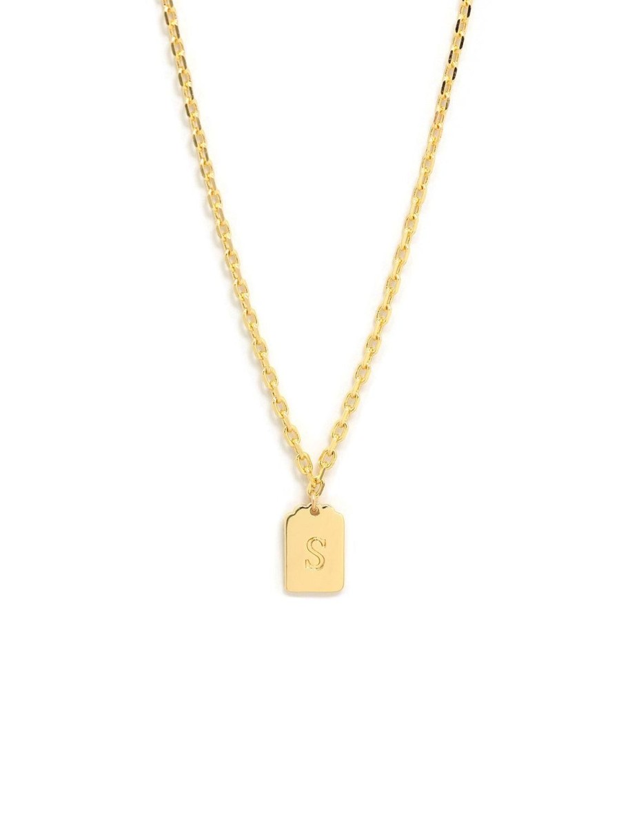 Best Initial Tag Pendant Necklace In Gold | S Delicate