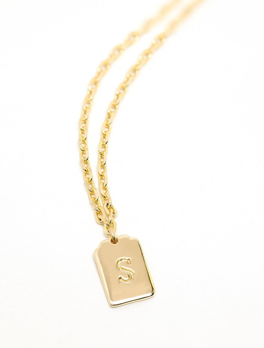 Best Initial Tag Pendant Necklace In Gold | S Delicate