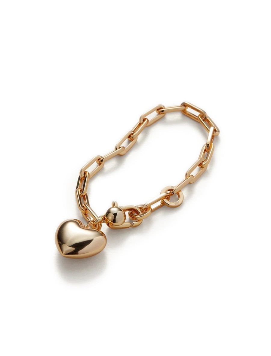 Best Puffy Heart Chain Bracelt In Gold Statement