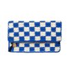 Online Foldover Clutch With Tabs In Cobalt And Cream Crochet Checker Crossbody