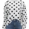 Hot Fake Balloon Sleeve Top In Bright Sky Polka Dot Blouses