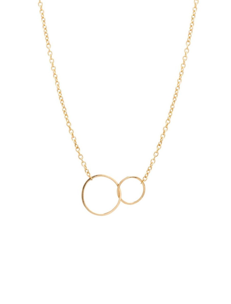 Clearance 14K Tiny Gold Mixed Circles Necklace Delicate