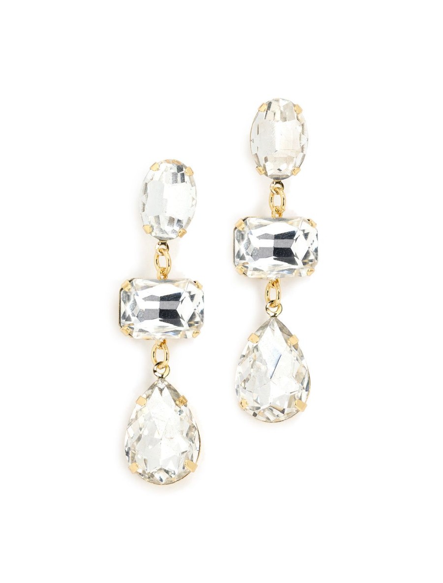 Hot Statement 3 Stone Earrings In Crystal Drops