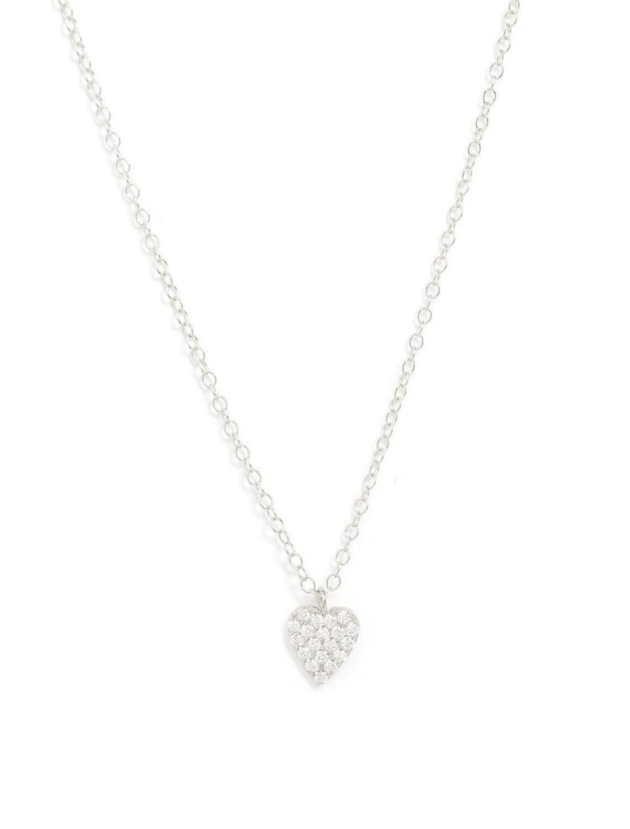 Online Heart Crystal Charm Necklace In Silver Delicate