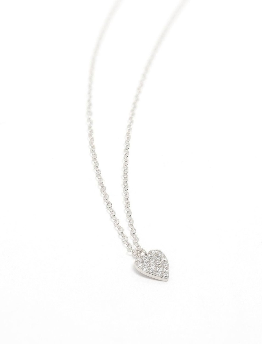 Online Heart Crystal Charm Necklace In Silver Delicate