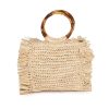 New Tort Fringed Natural Mini Tote Event/Night-Out Bags