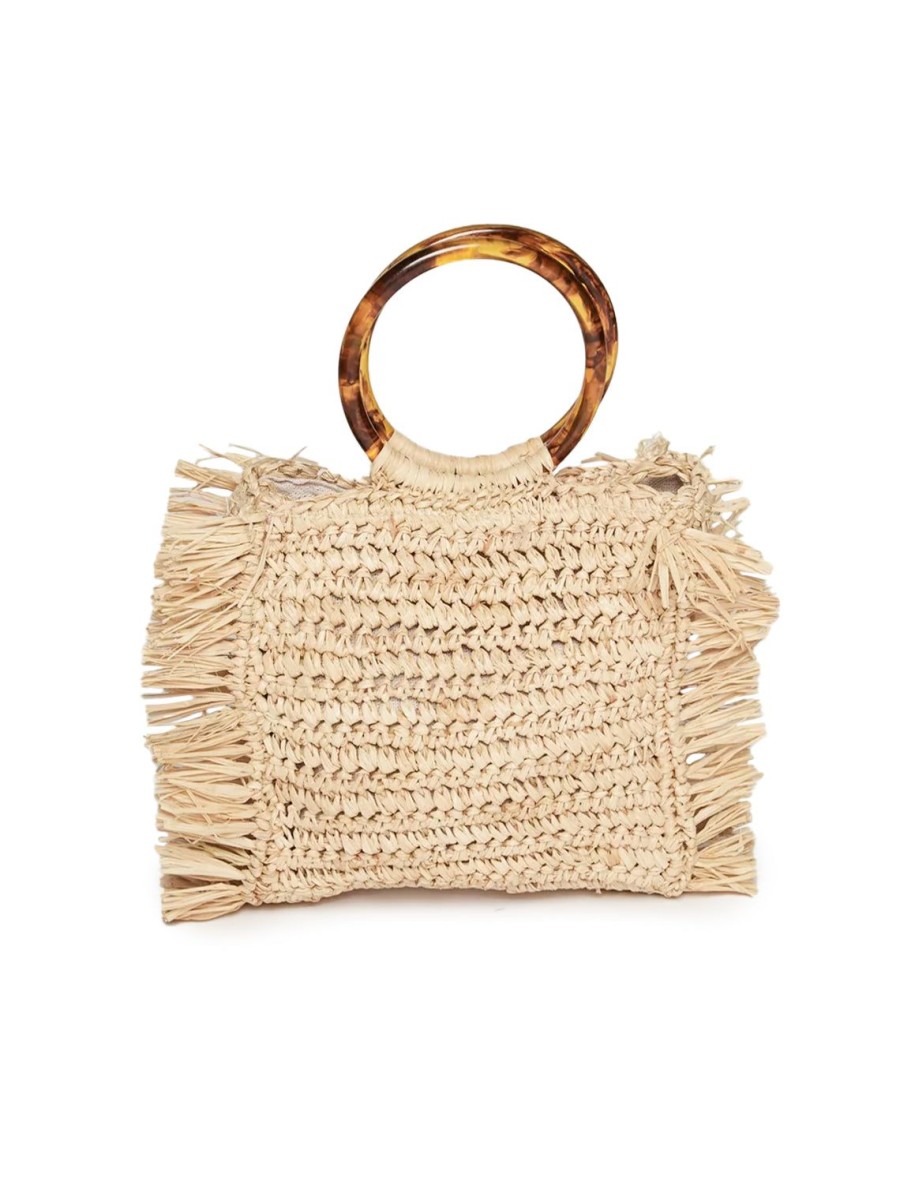 New Tort Fringed Natural Mini Tote Event/Night-Out Bags