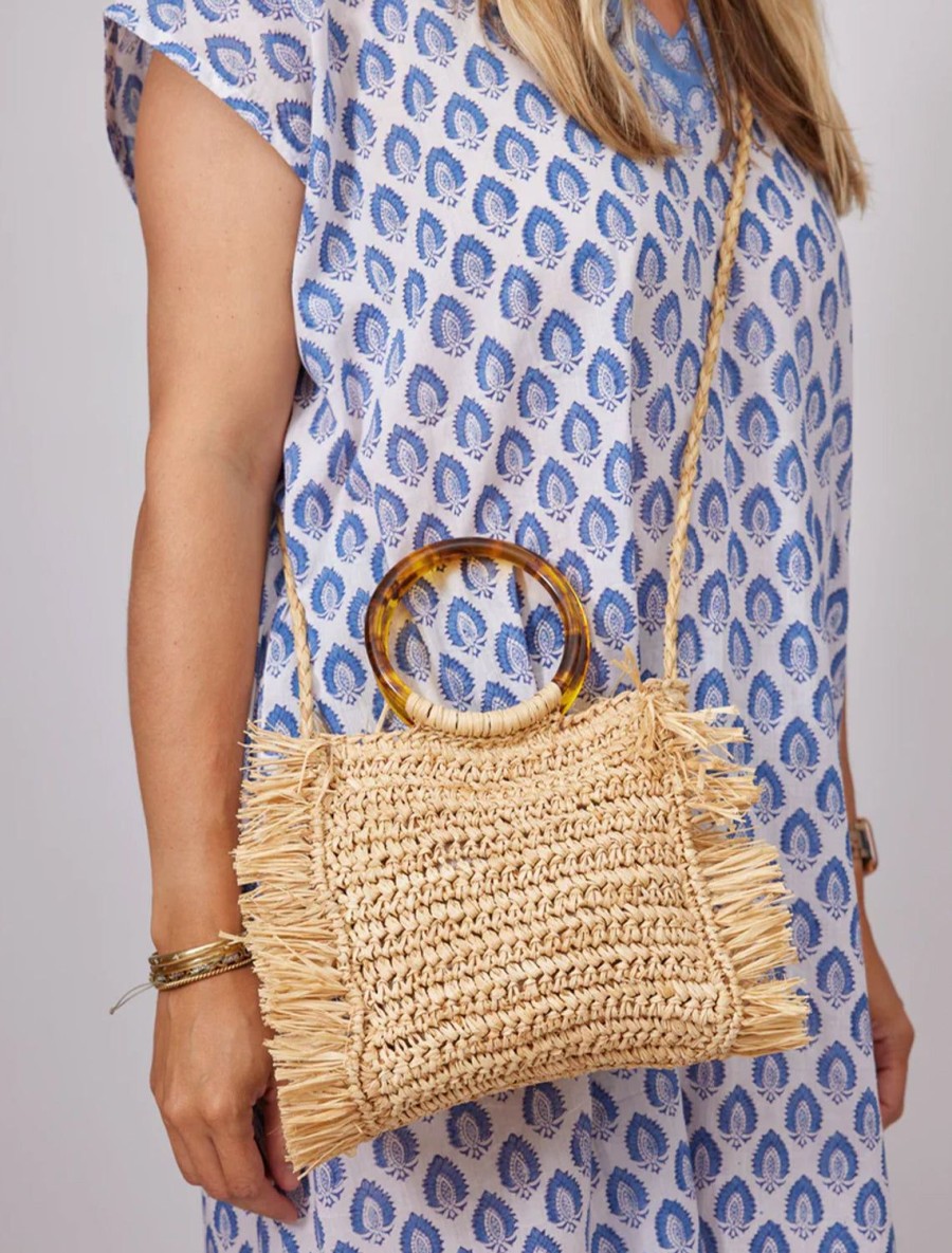 New Tort Fringed Natural Mini Tote Event/Night-Out Bags