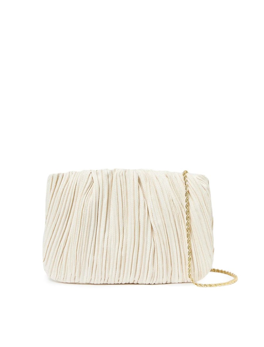 New Brit Pleated Flat Clutch In Cream Shoulder Bags