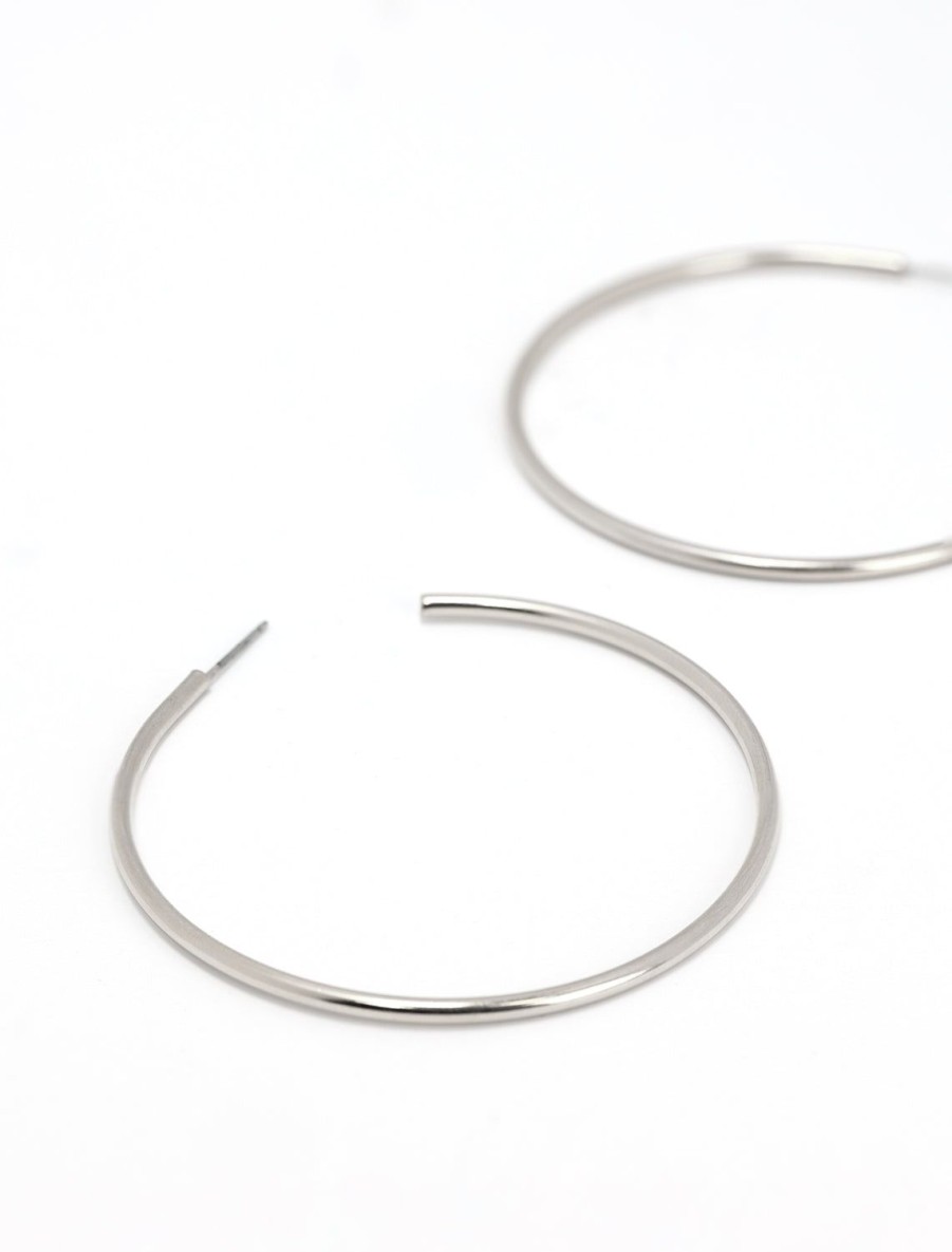 New Matte Silver Thin Hoops Hoops