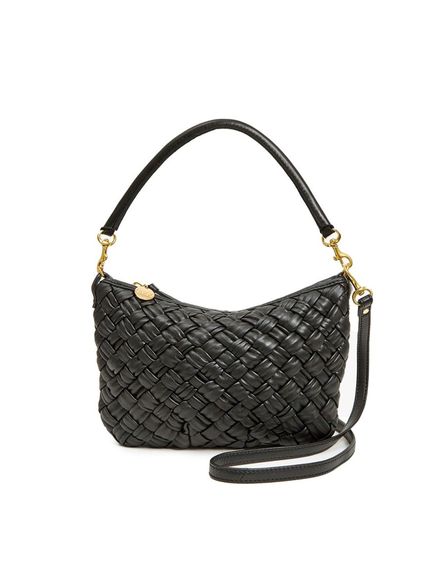 Best Petite Moyen Messenger In Black Puffy Woven Shoulder Bags