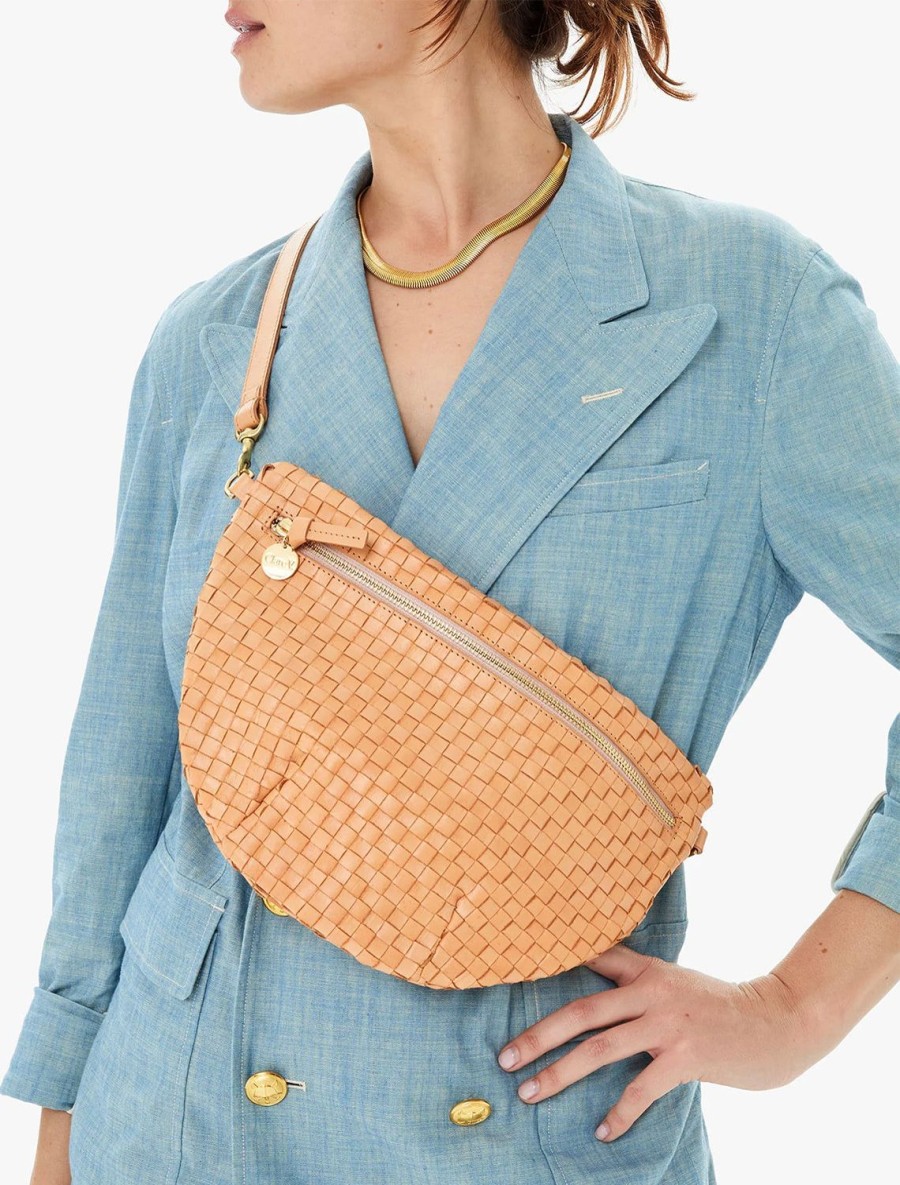 Hot Grande Fanny In Bisque Woven Checker Shoulder Bags