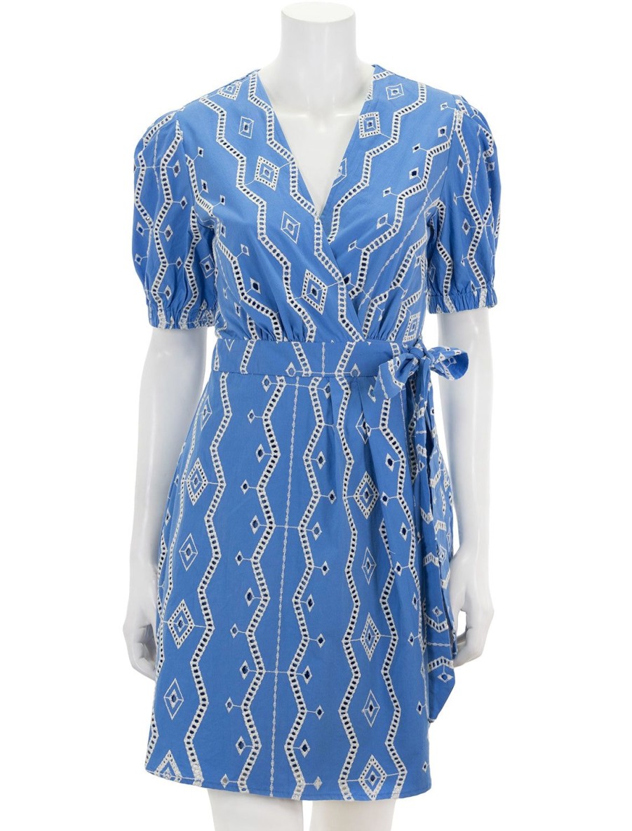 New Clem Eyelet Dress In Bleu Casual + Knit Dresses