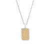 Clearance Rectangular Engravable Necklace In Two Tone Delicate