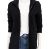 Wholesale French Terry Zip-Up Hoodie In Black Lounge Tops + Sweatshirts