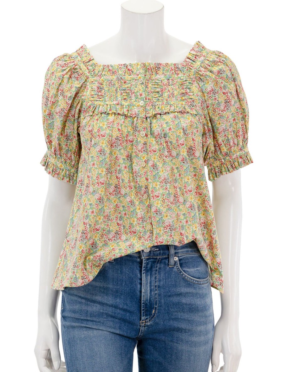 Best Farley Top In Chrysanthemum Sky Floral Blouses