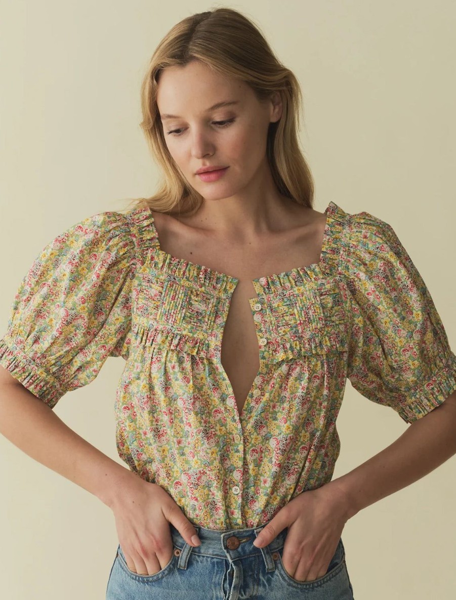 Best Farley Top In Chrysanthemum Sky Floral Blouses