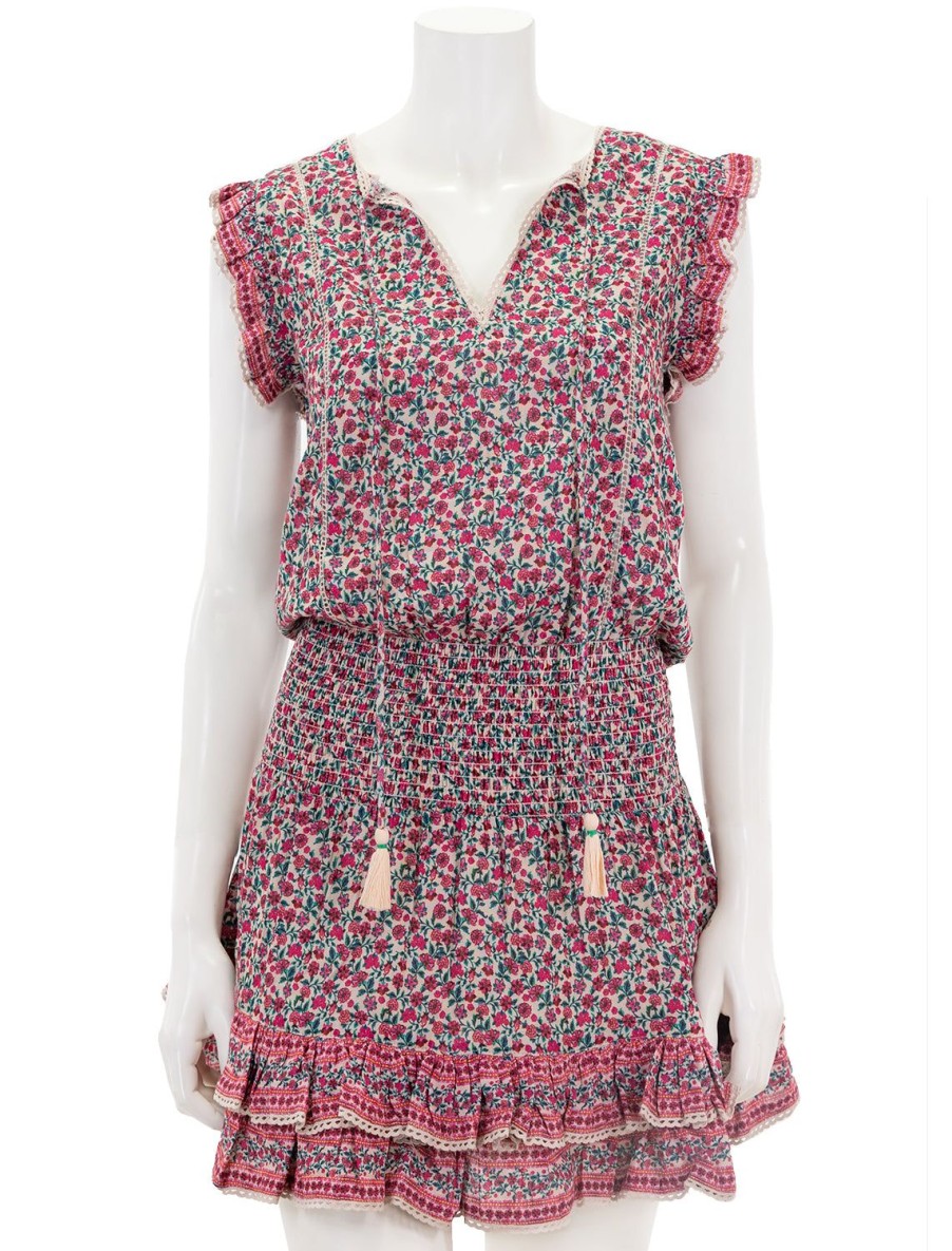 Wholesale Frida Print Short Dress In Pink Floral Casual + Knit Dresses