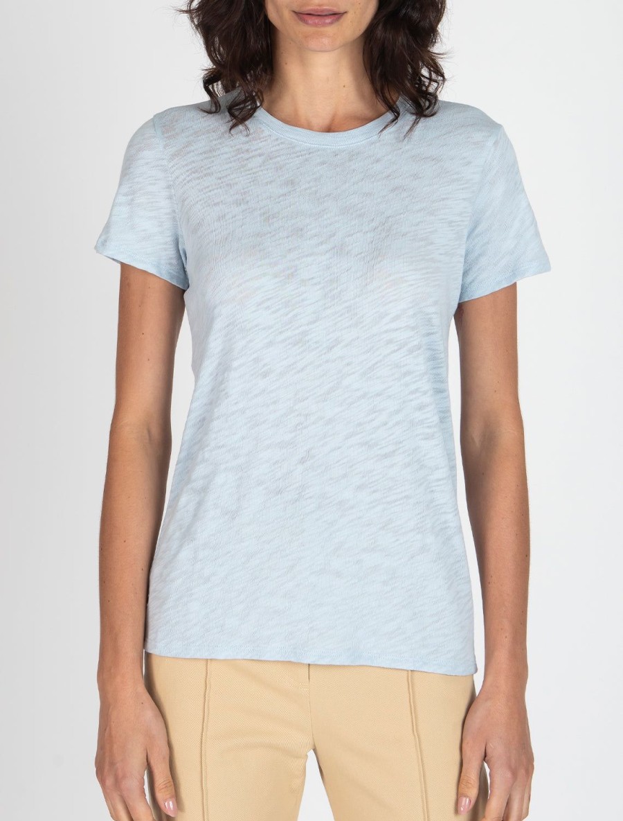 Clearance Slub Jersey Schoolboy Tee In Powder Blue Lounge Tops + Sweatshirts