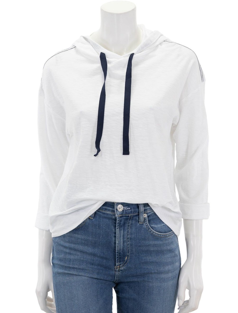 Best Relaxed Superfine Slub Hoodie In White Sweatshirts + Hoodies