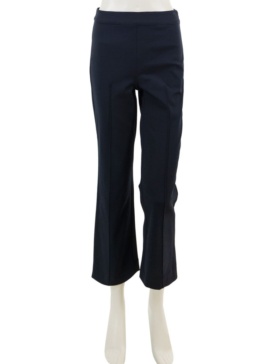 New Mid Rise Pintuck Crop Flare Pant In Coastal Trousers