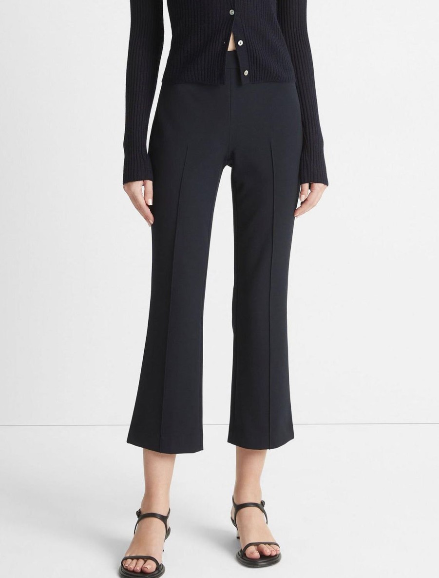 New Mid Rise Pintuck Crop Flare Pant In Coastal Trousers