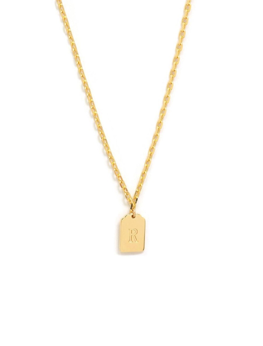 Wholesale Initial Tag Pendant Necklace In Gold | R Delicate