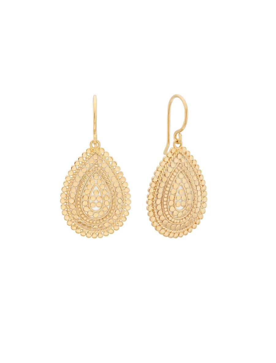 Wholesale Medium Scalloped Drop Earrings In Gold Drops