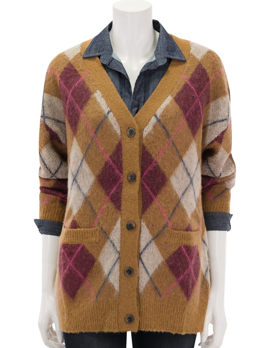 Online Lexie Cardigan In Tan Argyle Cardigans