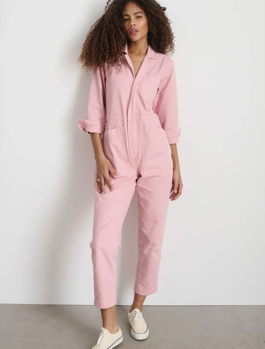 New Standard Jumpsuit In Herringbone Blush Pink Jumpsuits + Rompers