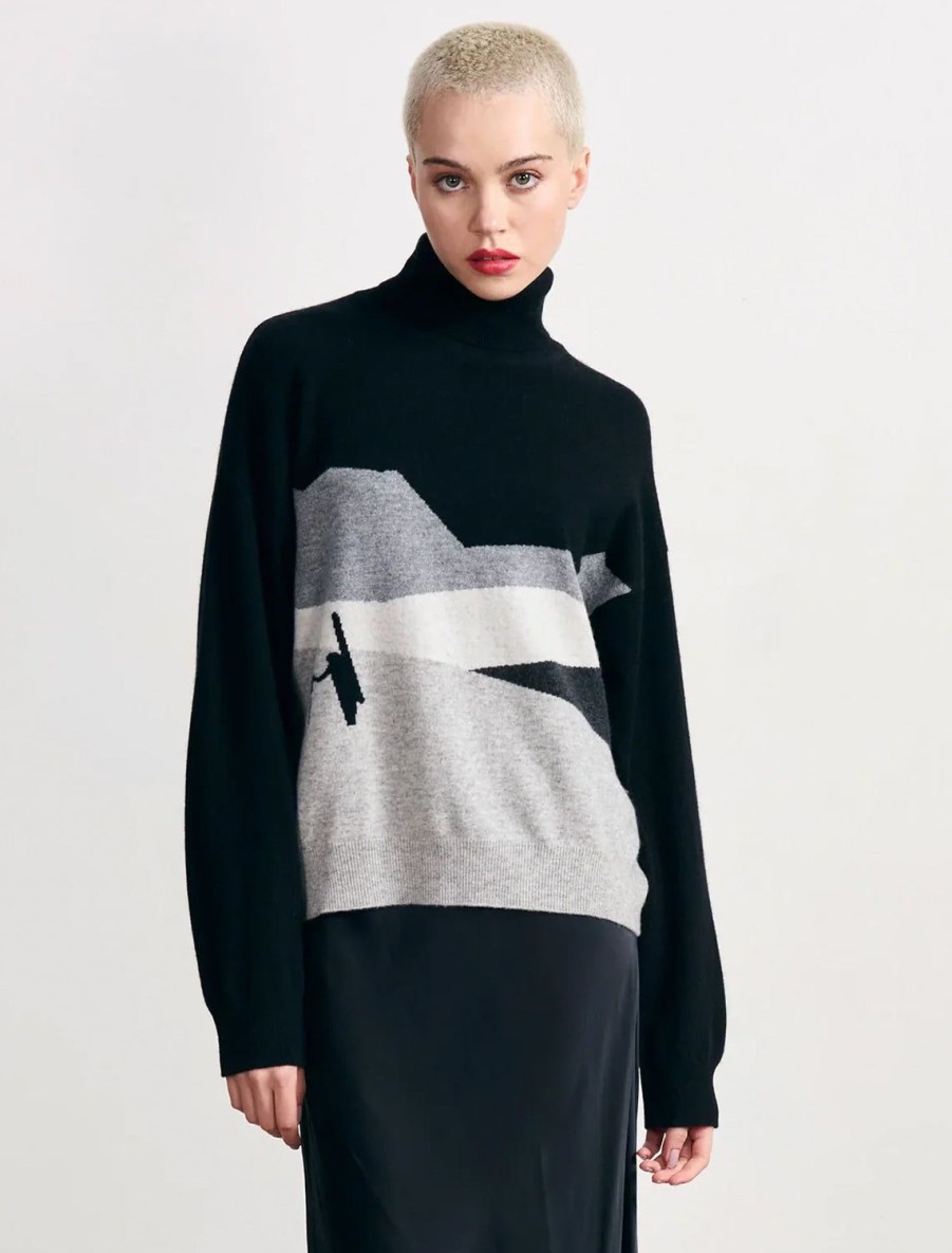 Best Mountaineer Roll Collar Sweater In Black Turtleneck + Mock Neck