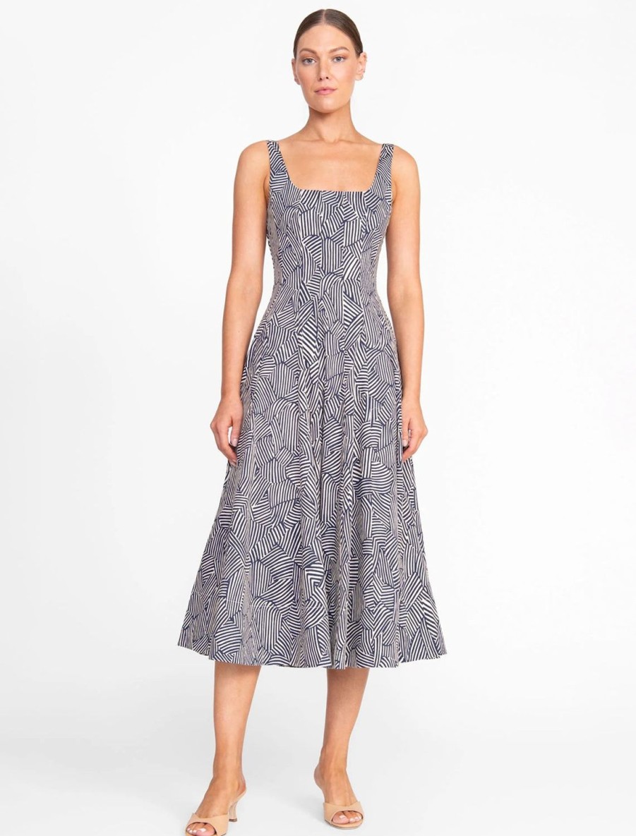 Clearance Wells Dress In Navy Mosaic Day To Night Dresses