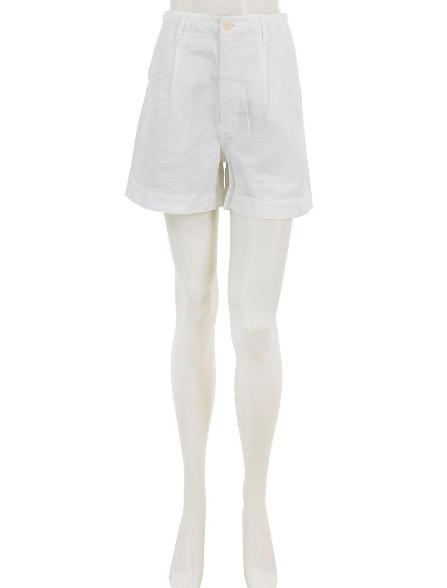 Clearance Pleated Twill Shorts In Ecru Shorts