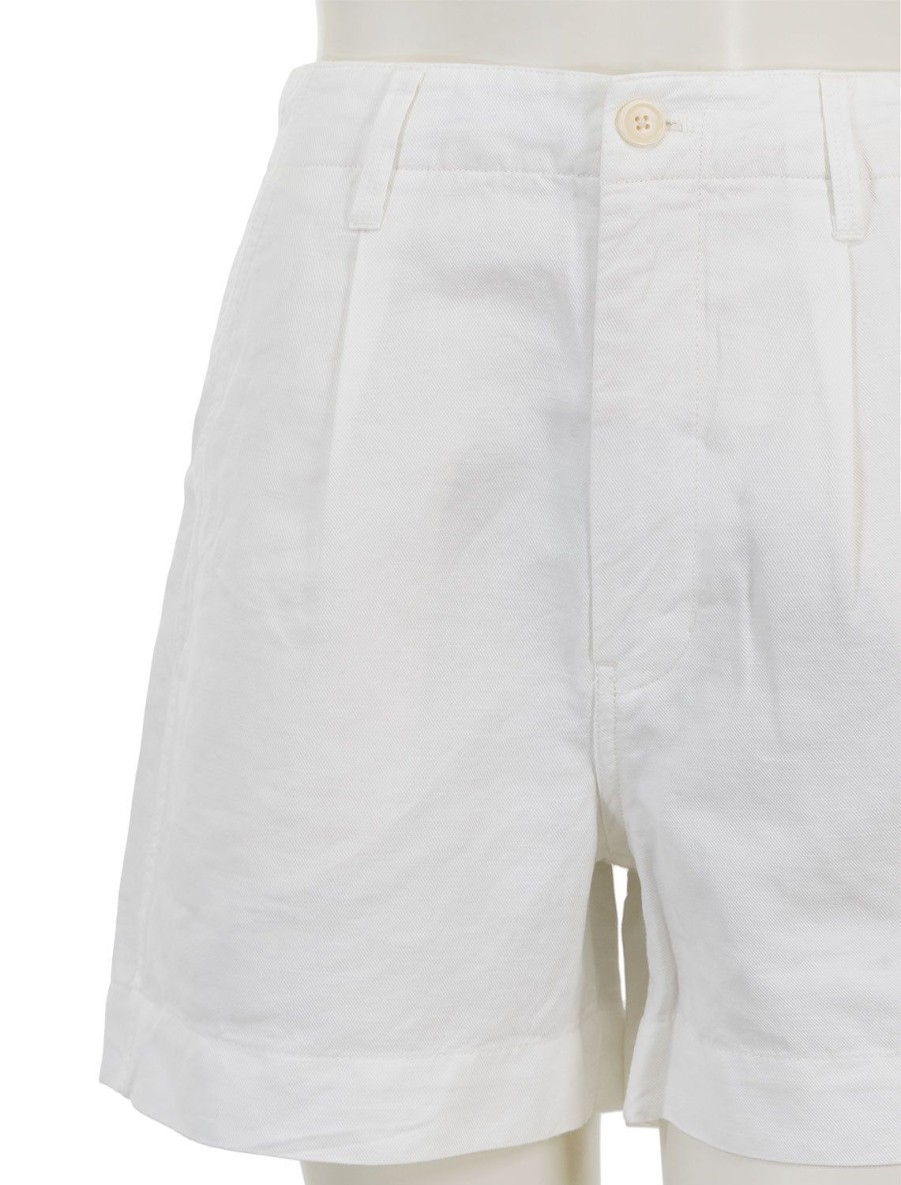 Clearance Pleated Twill Shorts In Ecru Shorts