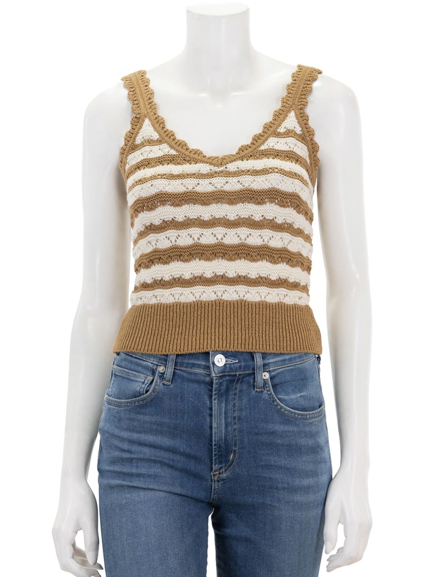 New Binetto Sweater Tank In Desert Khaki Stripe Pullover Sweaters