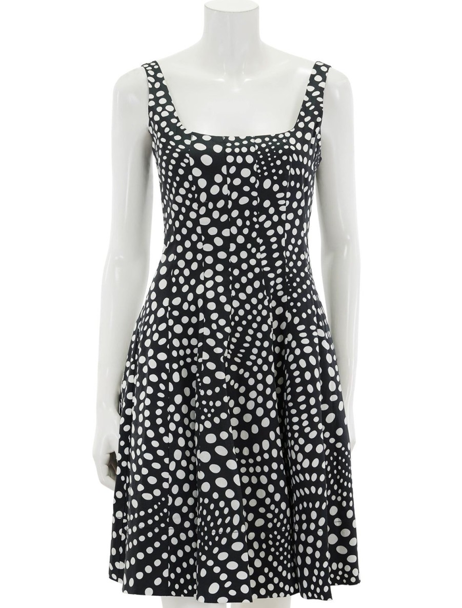 Hot Mini Wells Dress In Black Wavy Dot Black Dresses