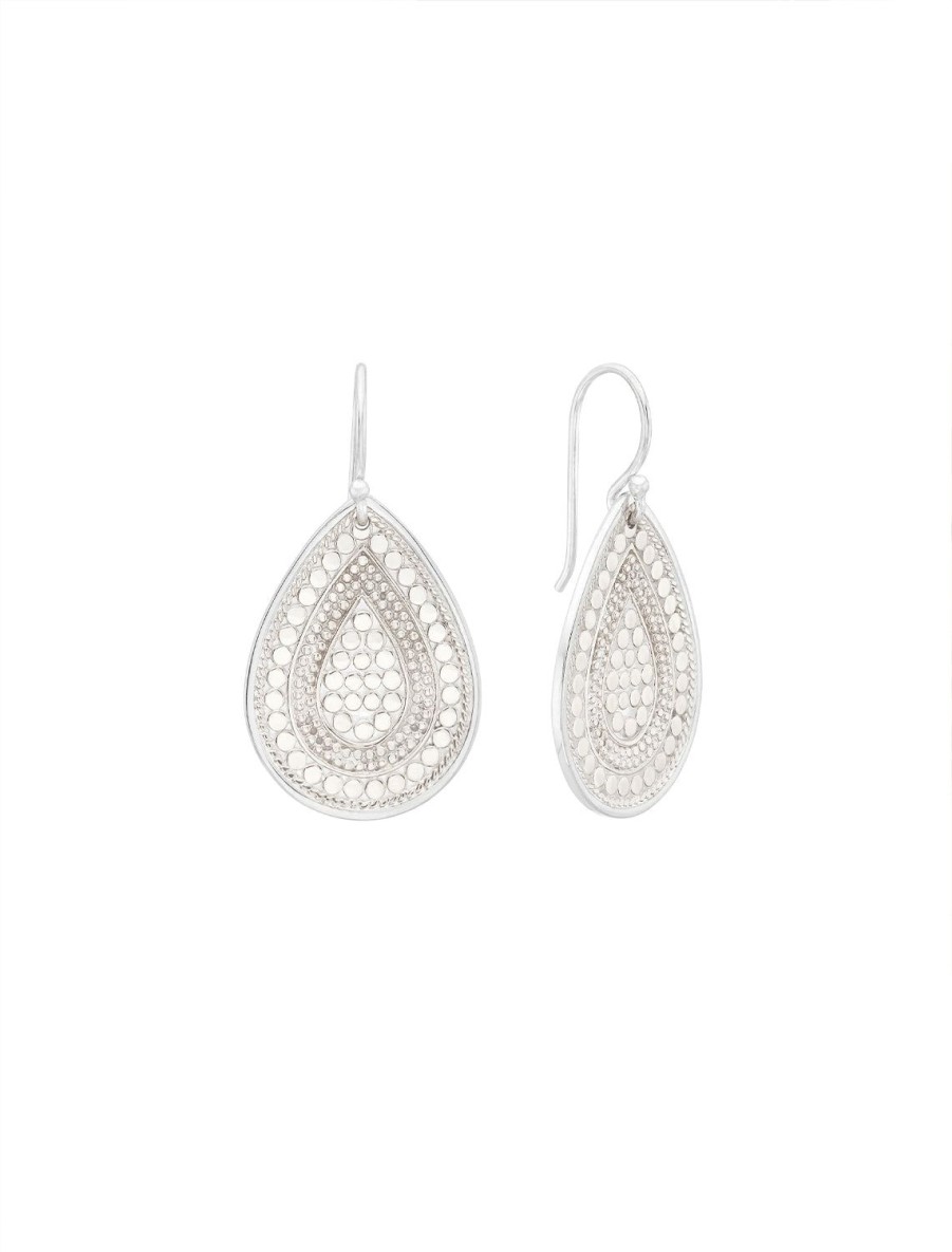 Hot Beaded Teardrop Earrings In Silver Drops