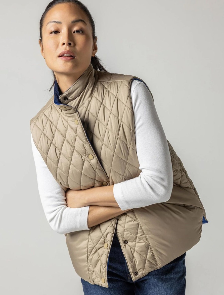 Clearance Reversible Snap Front Vest In Sapphire Jackets