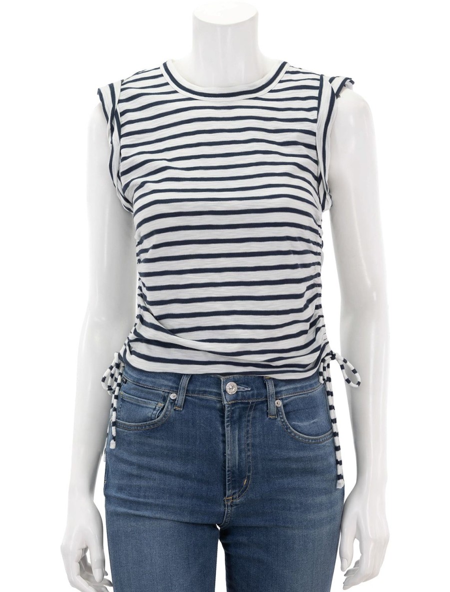 Hot Vinci Top In Off White And Marine Stripe Tanks