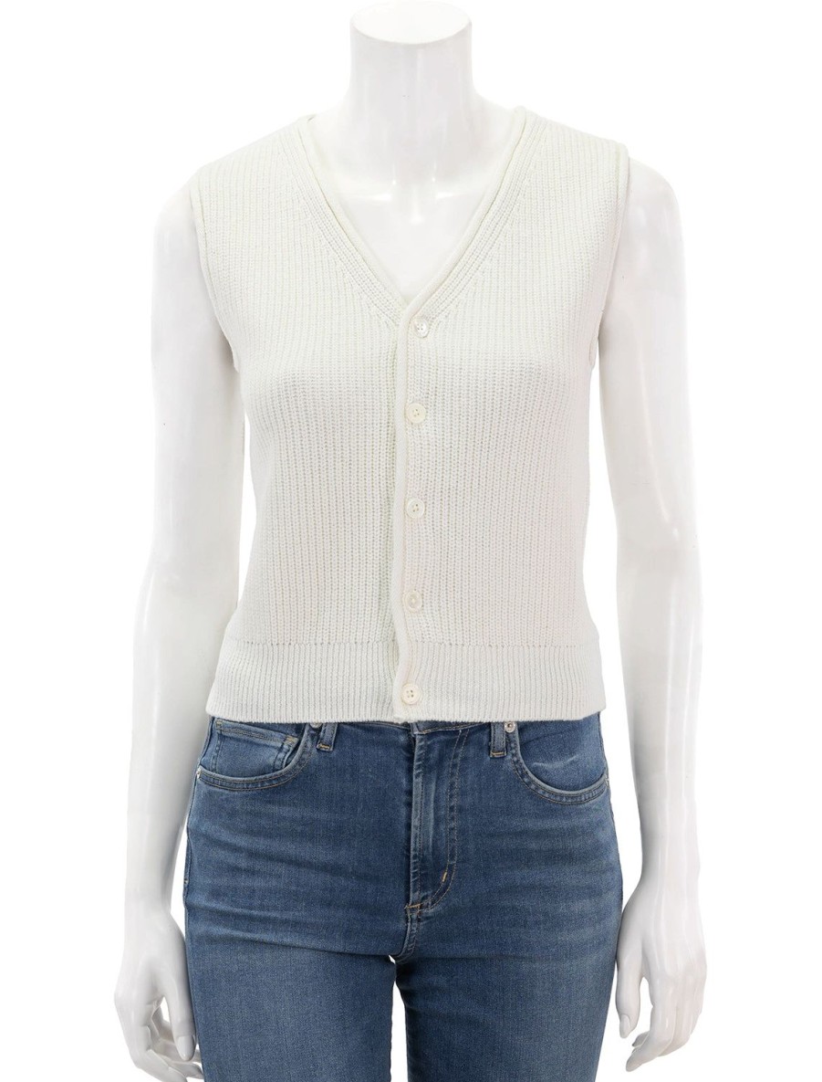 Hot Eldridge Sweater Vest In Off-White Pullover Sweaters