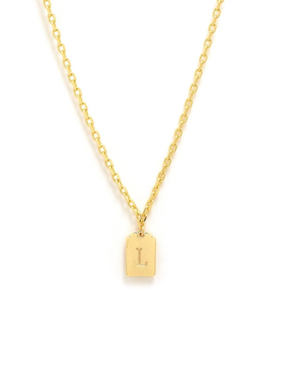 Online Initial Tag Pendant Necklace In Gold | L Delicate