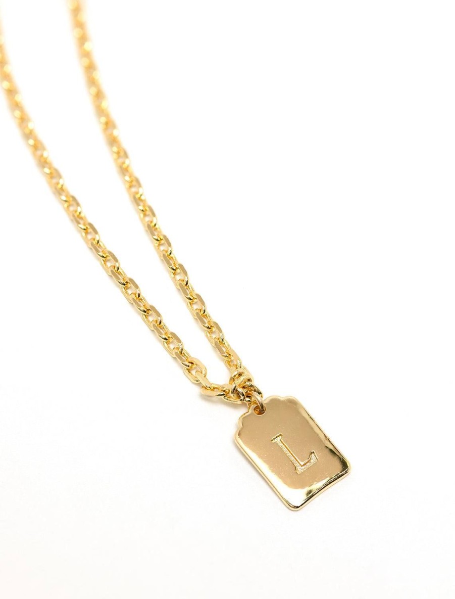 Online Initial Tag Pendant Necklace In Gold | L Delicate