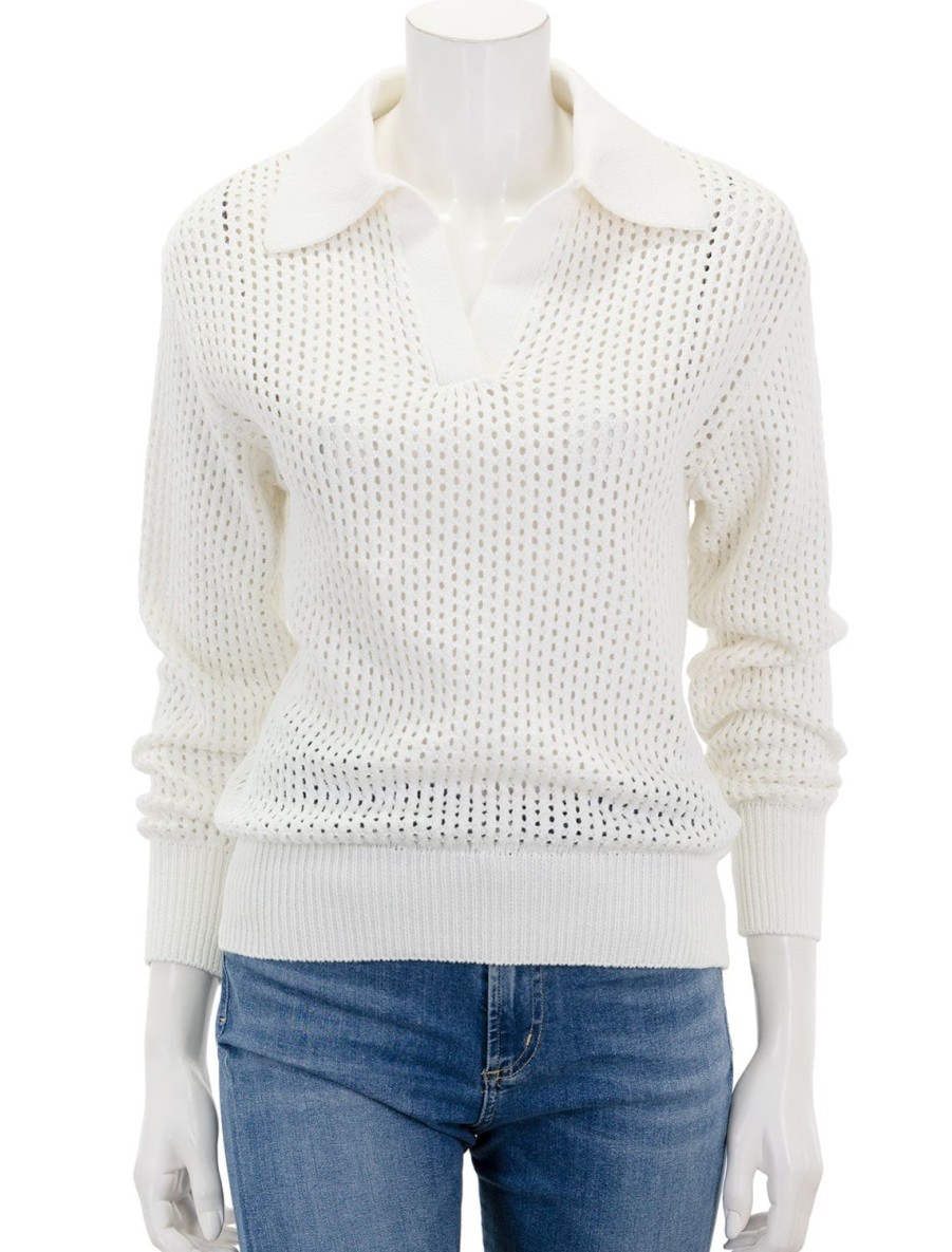 Clearance Pabloni Polo Sweater In Blanc Pullover Sweaters