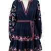 Clearance Eclisse Embroidery Tunic Dress In Navy Printed Dresses