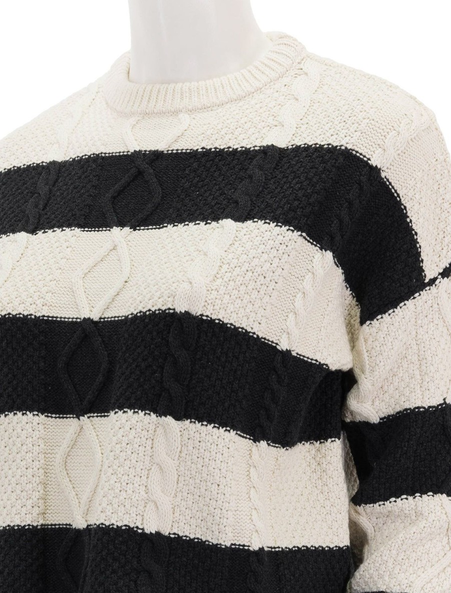 Best Cable Cropped Crew Sweater In Stripe Pullover Sweaters