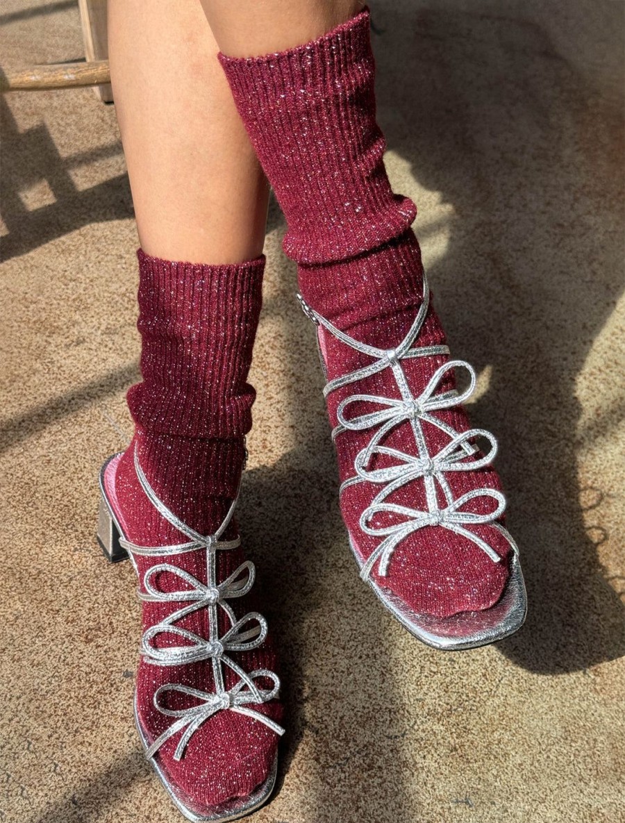 New Winter Sparkle Socks In Wine Socks