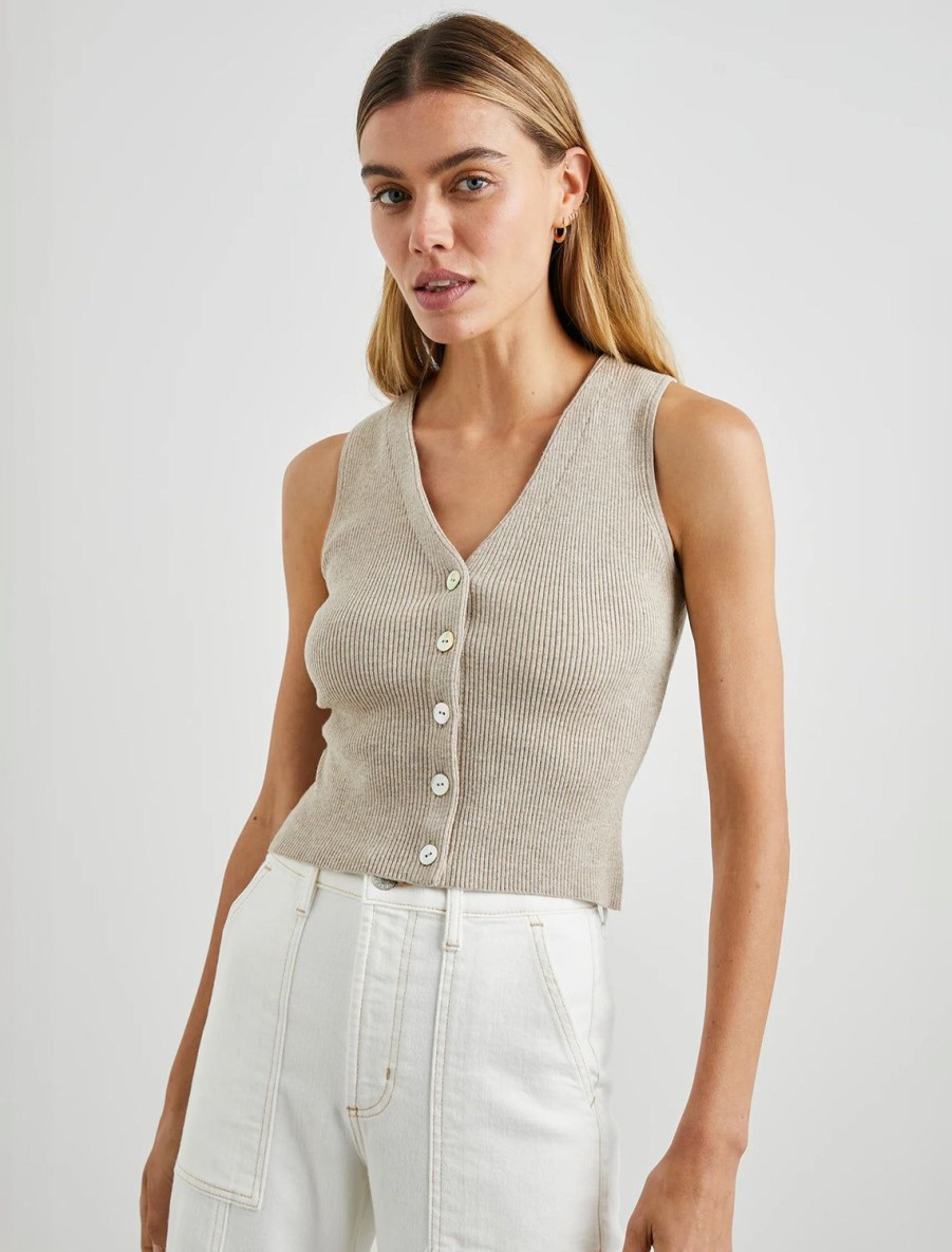 Clearance Rosa Sweater Vest In Oatmeal Pullover Sweaters