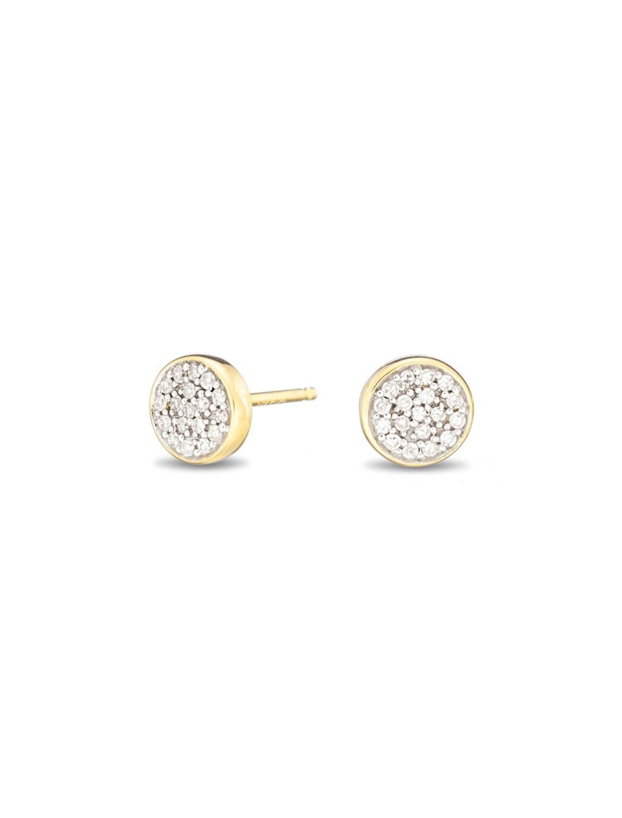 Online 14K Solid Pave Disc Posts Studs